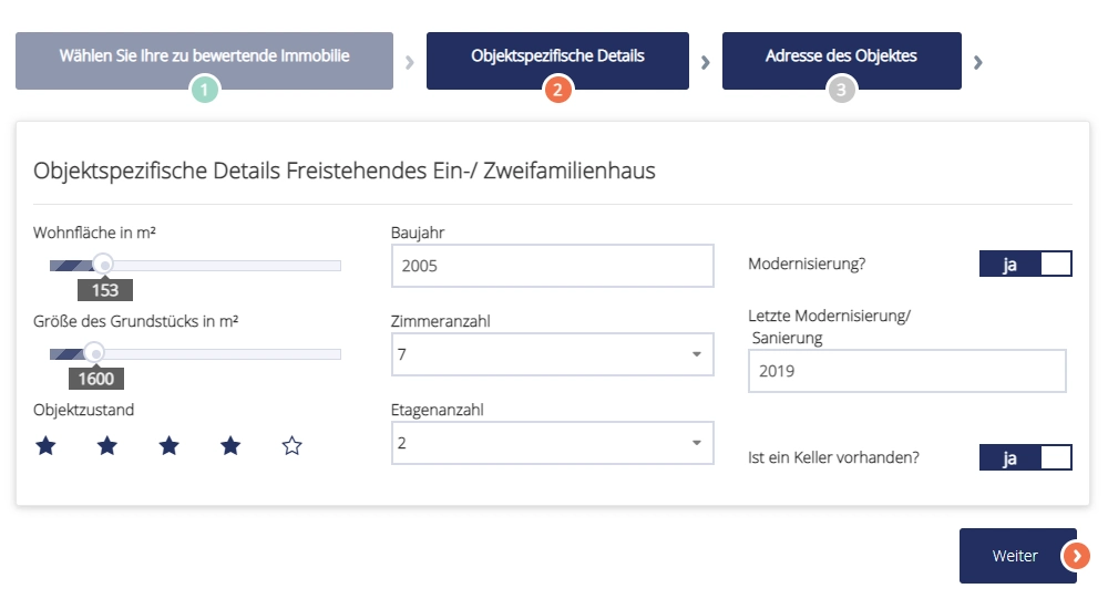 Step 2: enter property details