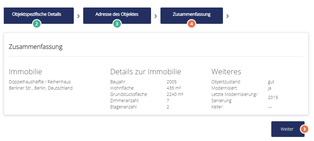 Step 4: summary of the details